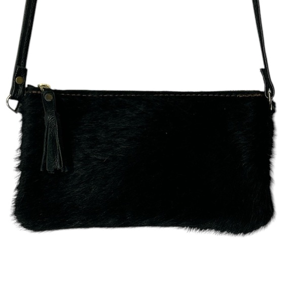 NEW Wild Goose Bags WG Cowhide Cow Hair & Leather Crossbody Purse Black - Picture 3 of 6